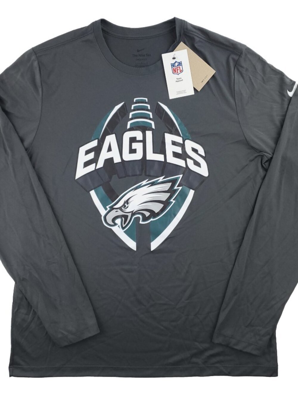 Philadelphia Eagles NFL Nike Tee Shirt Dri-Fit Long Sleeve Lightweight Large NWT